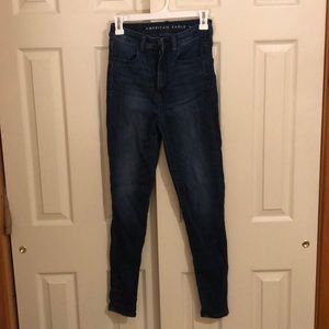 American Eagle super high waisted skinny jeans.